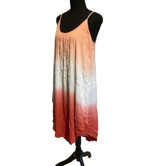 Knox Rose Womens Coral Ombre Sleeveless Midi Sun Dress Sz M Resort Beach Boho - Picture 6 of 7